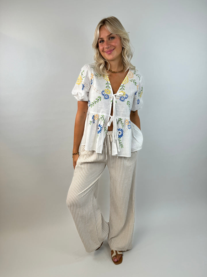 Kurzarm Bluse mit Flowerprint Fleur