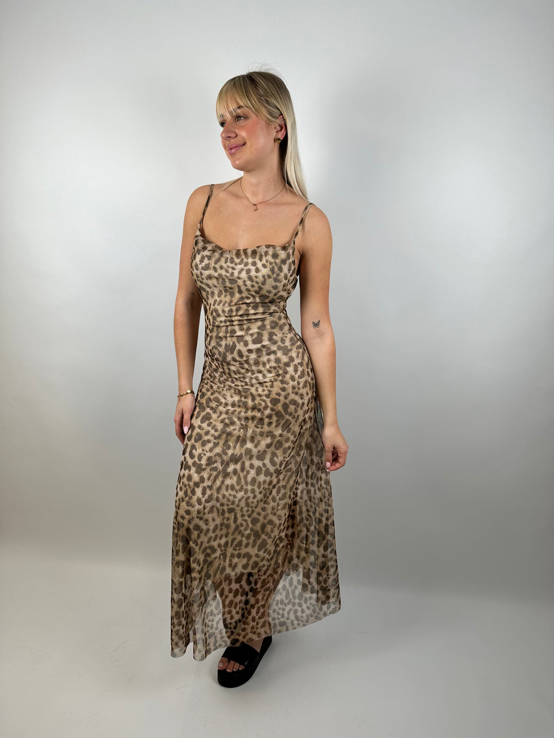 Meshkleid mit Leoprint Leona