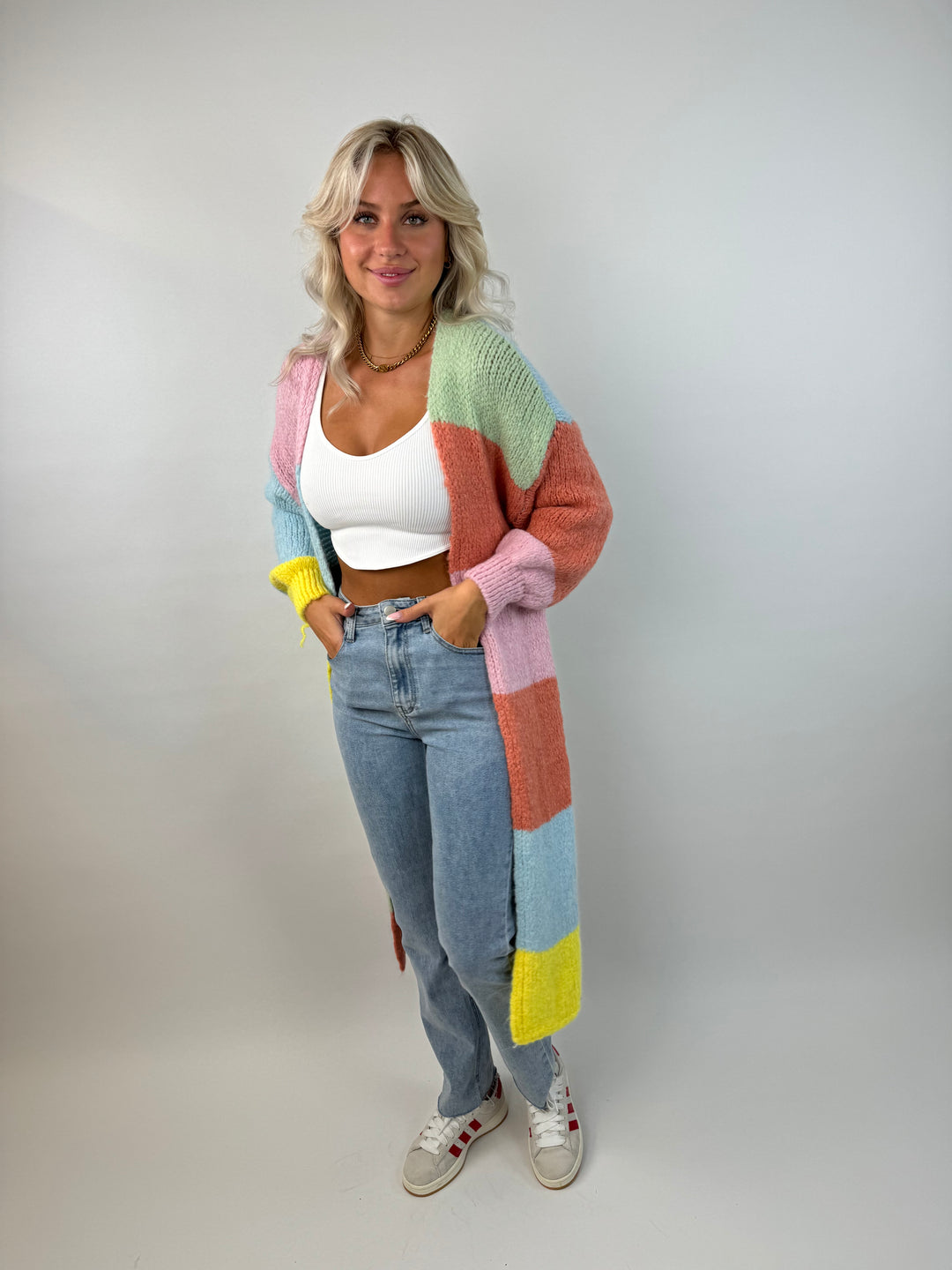 Langer Oversize Cardigan Rainbow