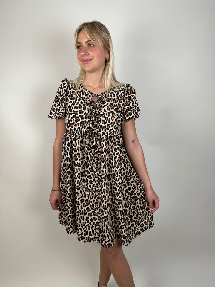 Kleid mit Leoprint und Schleifen Paula