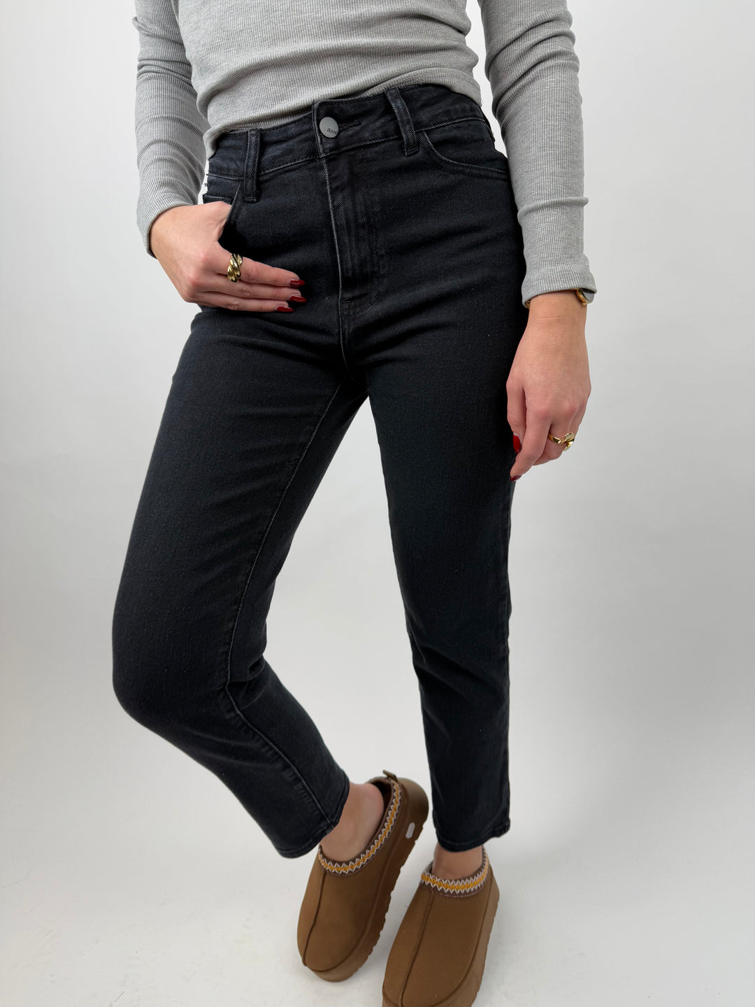 Schwarze Mom Jeans Evelyn (1637)