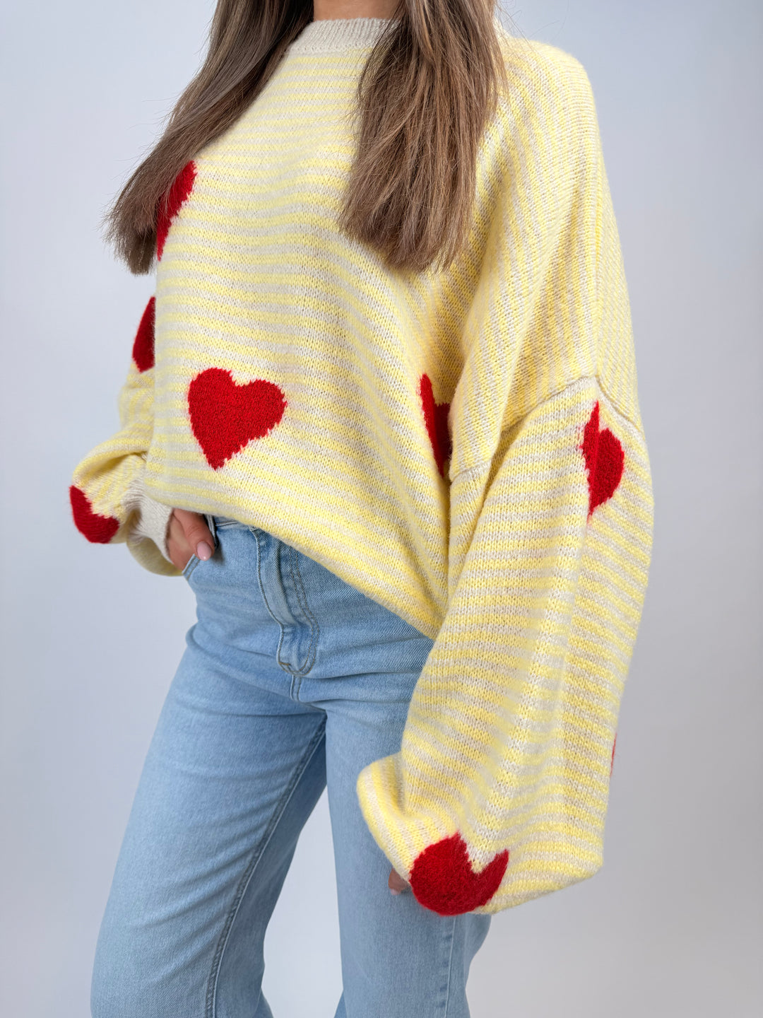 Gestreifter Pullover Red Hearts