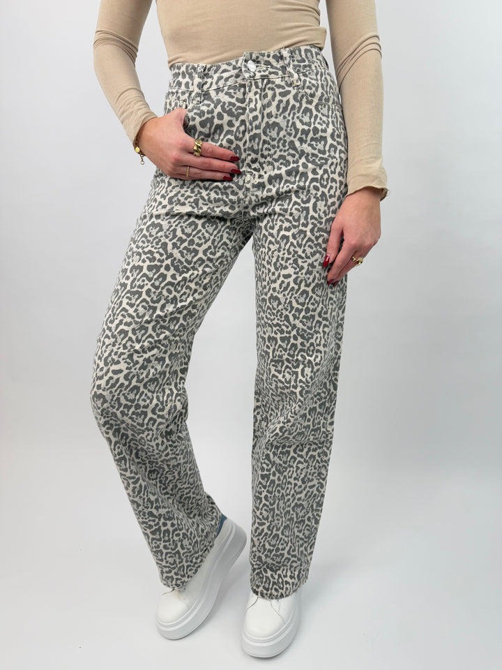 Straight Fit Jeans mit Leoprint (9056)