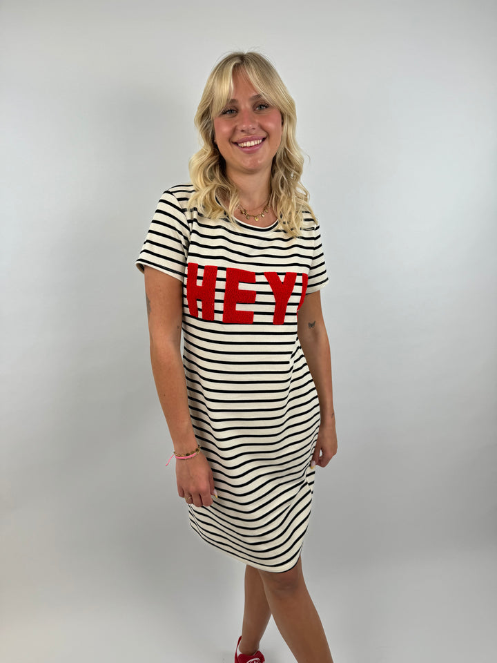 Gestreiftes T-Shirtkleid HEY!