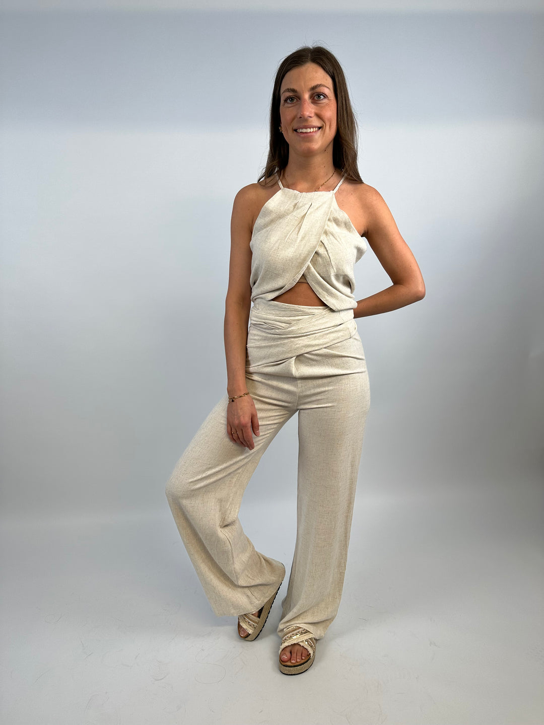 Asymmetrische Hose aus Leinen Luana