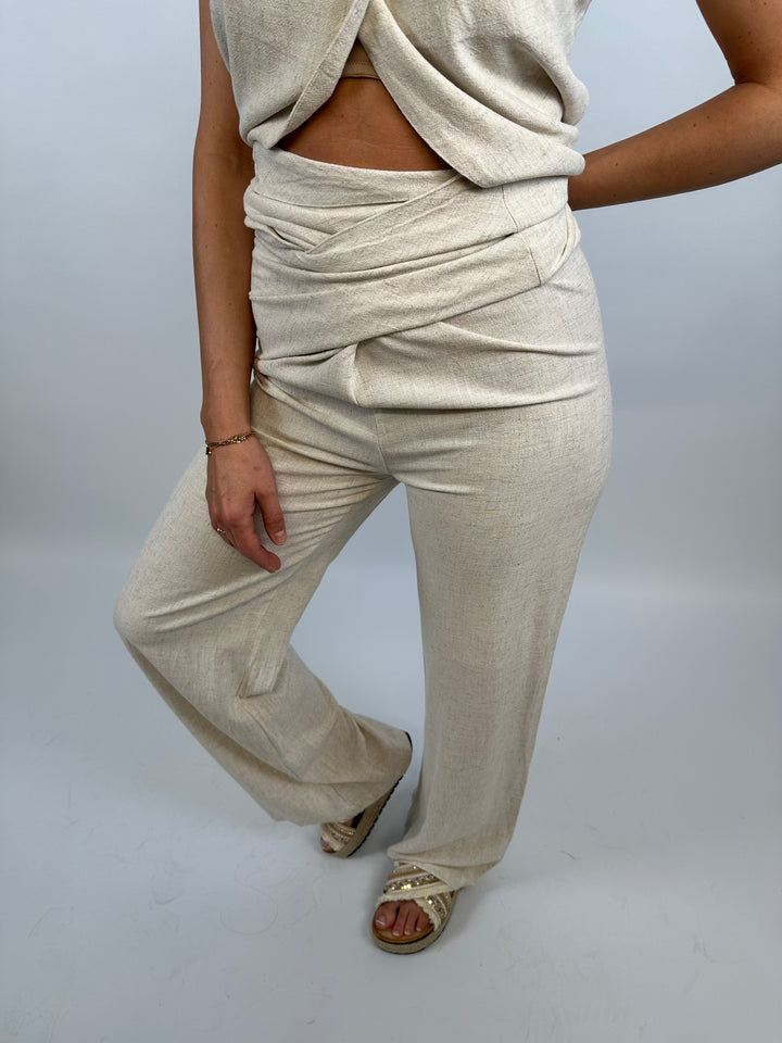 Asymmetrische Hose aus Leinen Luana