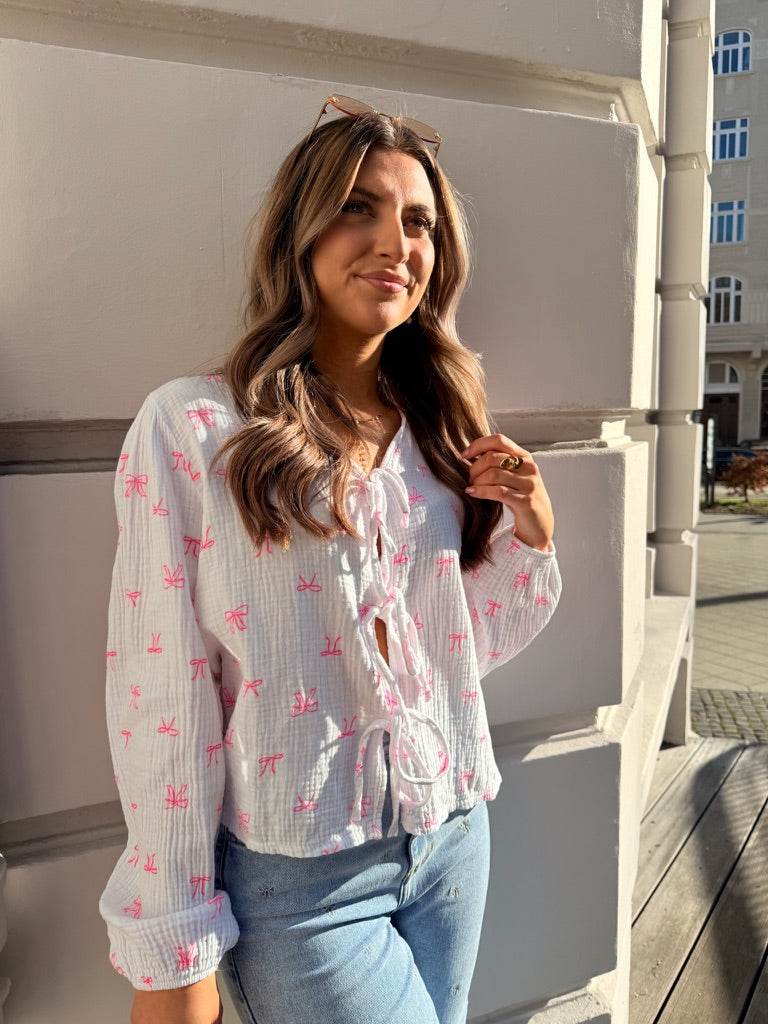 Musselinbluse zum Schnüren Cute Bows