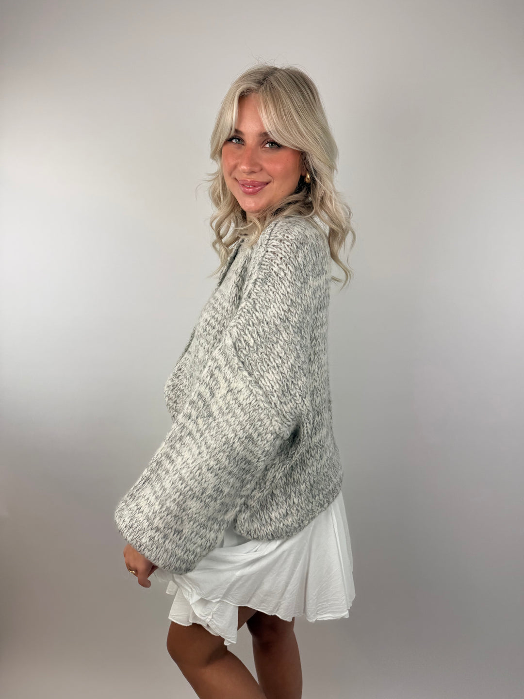 Melierter Oversize Cardigan Claire (kurz)