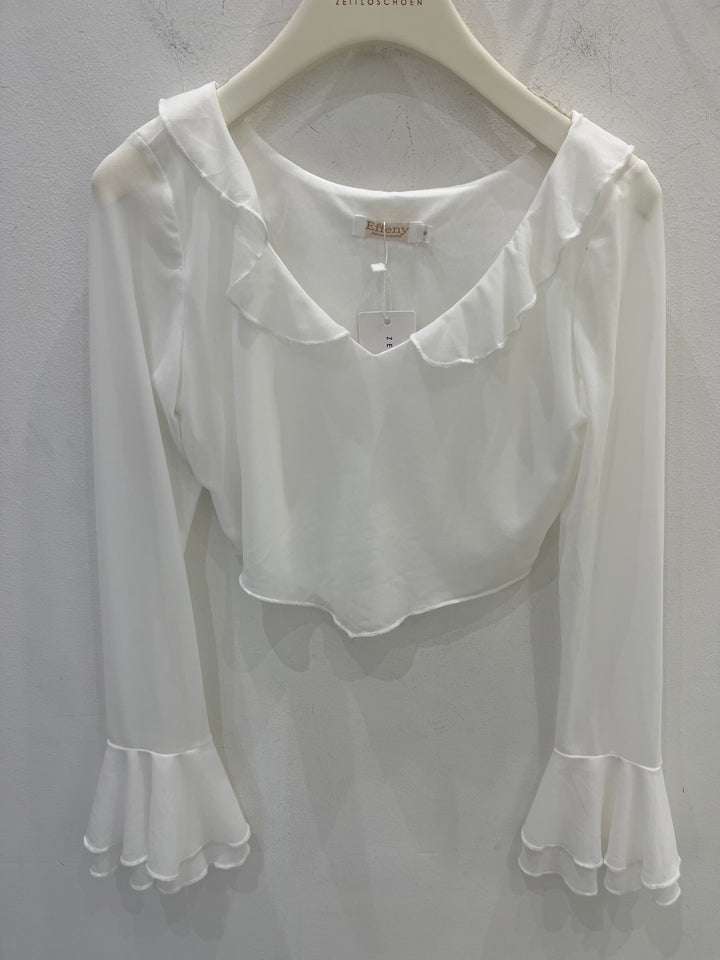 CROPPED RÜSCHENBLUSE ELIF WEIẞ GR. S/36 (B-WARE)