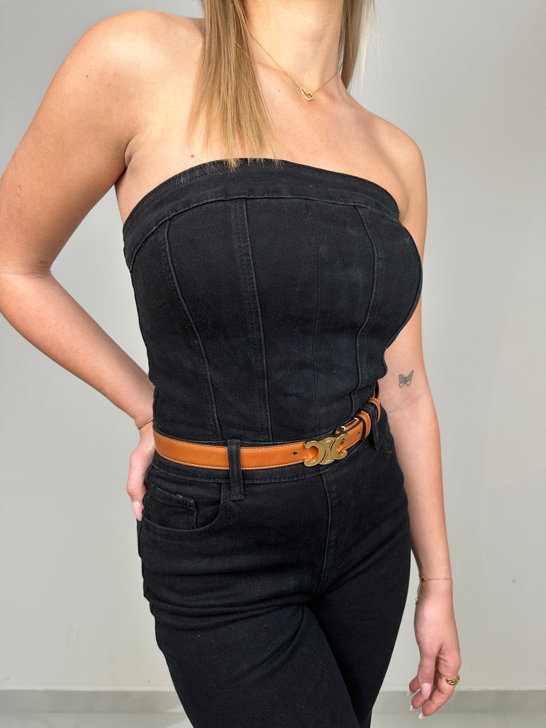 Langer Jeansjumpsuit