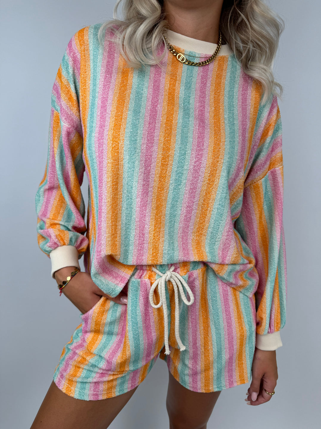 Gestreifter Frottee Sweater Malibu