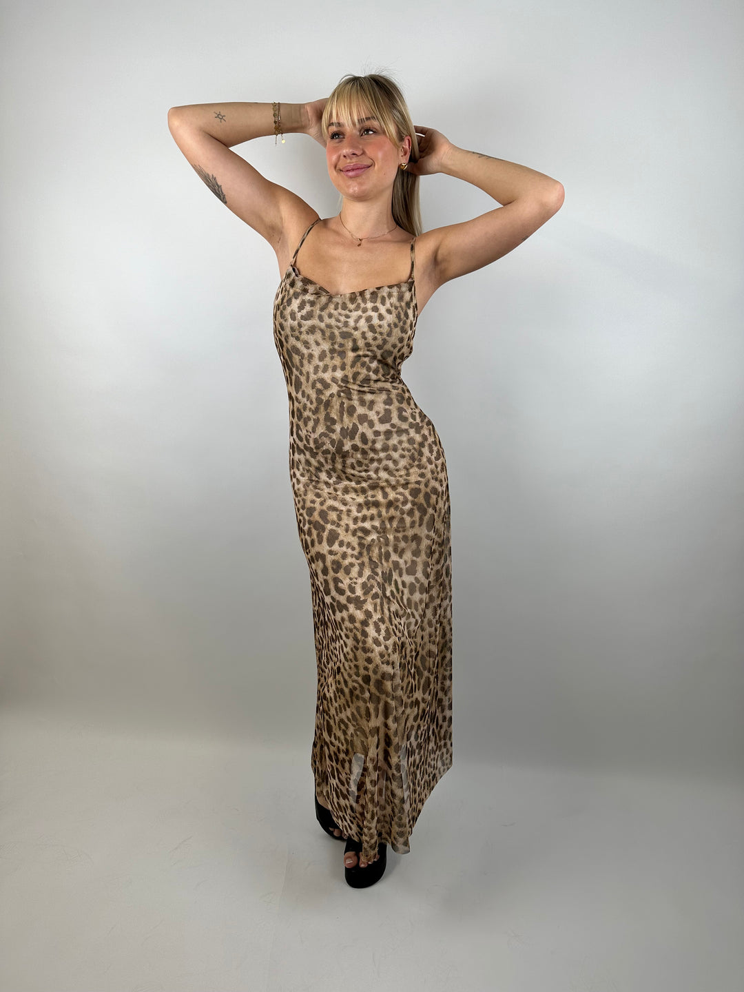 Meshkleid mit Leoprint Leona