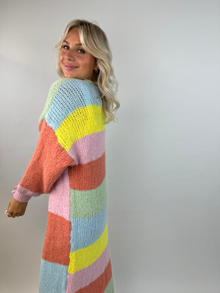 Langer Oversize Cardigan Rainbow