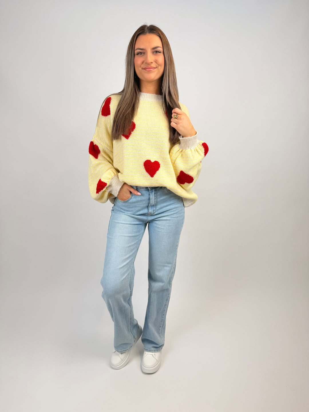 Gestreifter Pullover Red Hearts