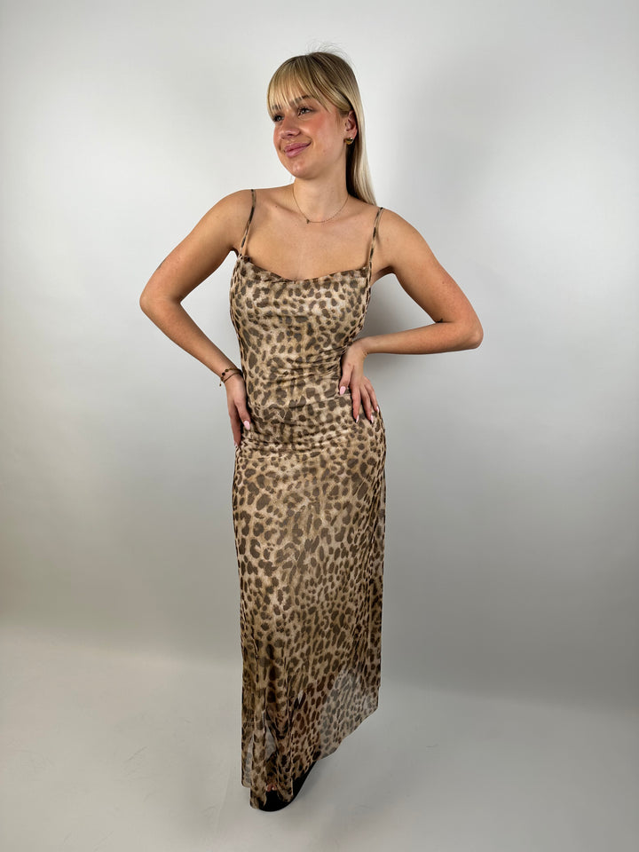 Meshkleid mit Leoprint Leona