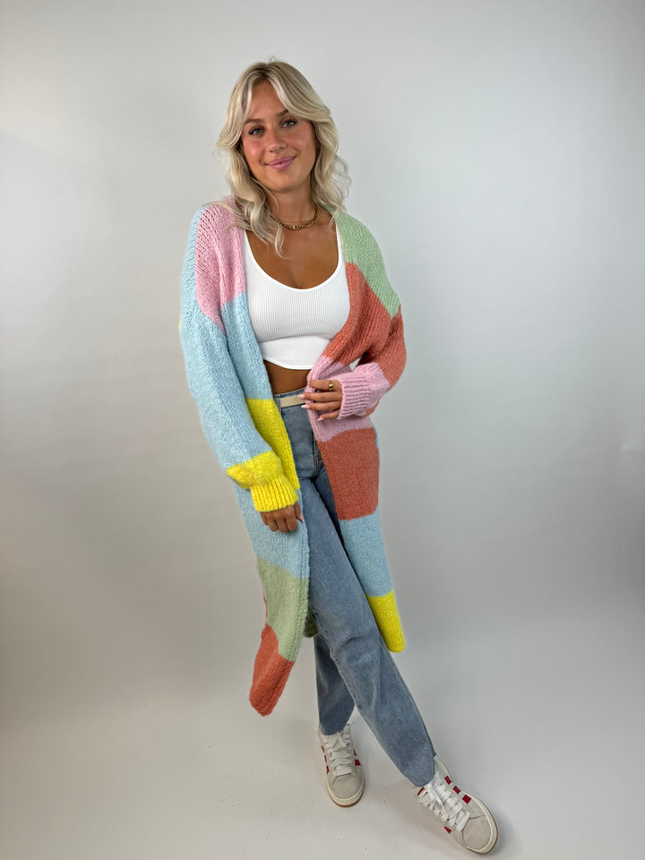 Langer Oversize Cardigan Rainbow