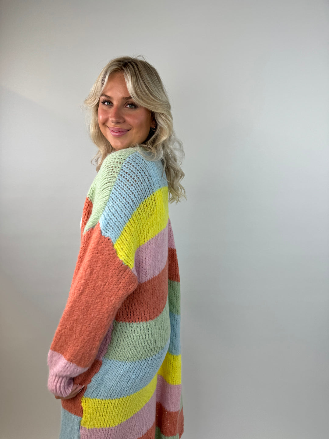 Langer Oversize Cardigan Rainbow