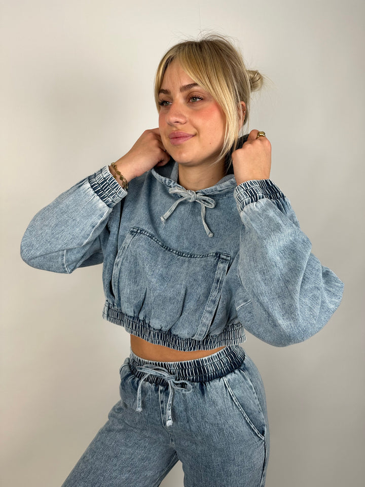 Cropped Denimhoodie Azul