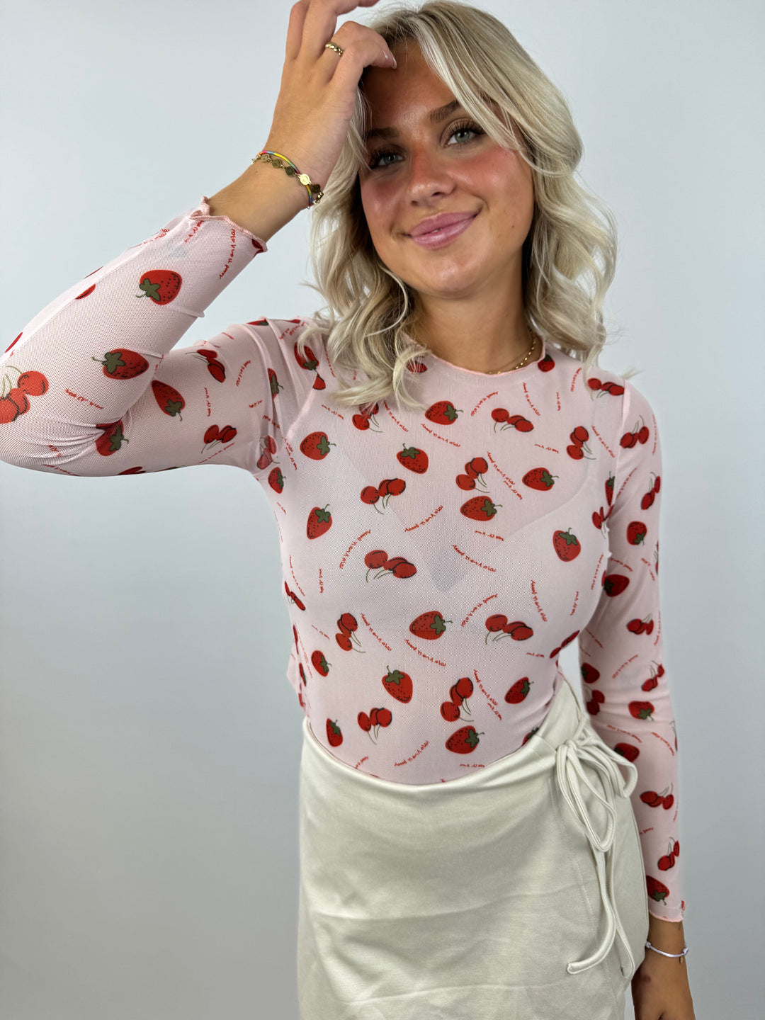 Mesh-Langarmshirt Sweet Strawberrys