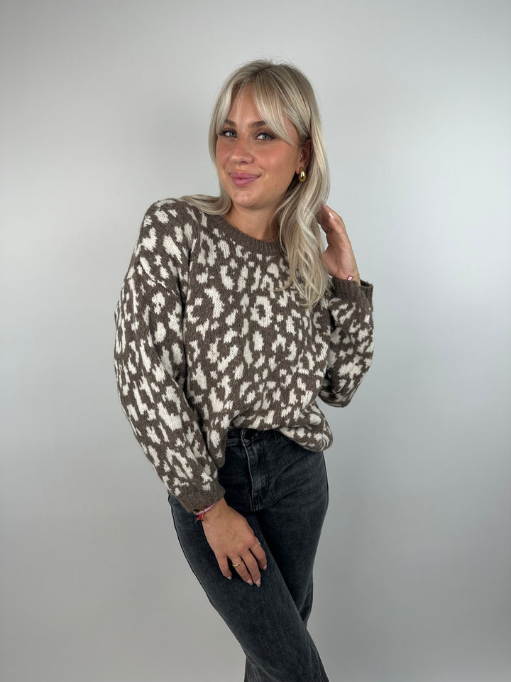 Oversize Pullover mit Leoprint