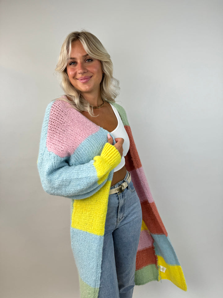 Langer Oversize Cardigan Rainbow