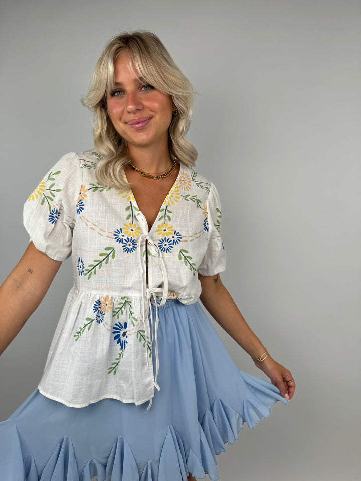 Kurzarm Bluse mit Flowerprint Fleur