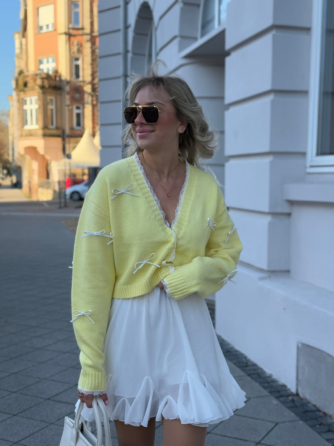 Cardigan White Bows