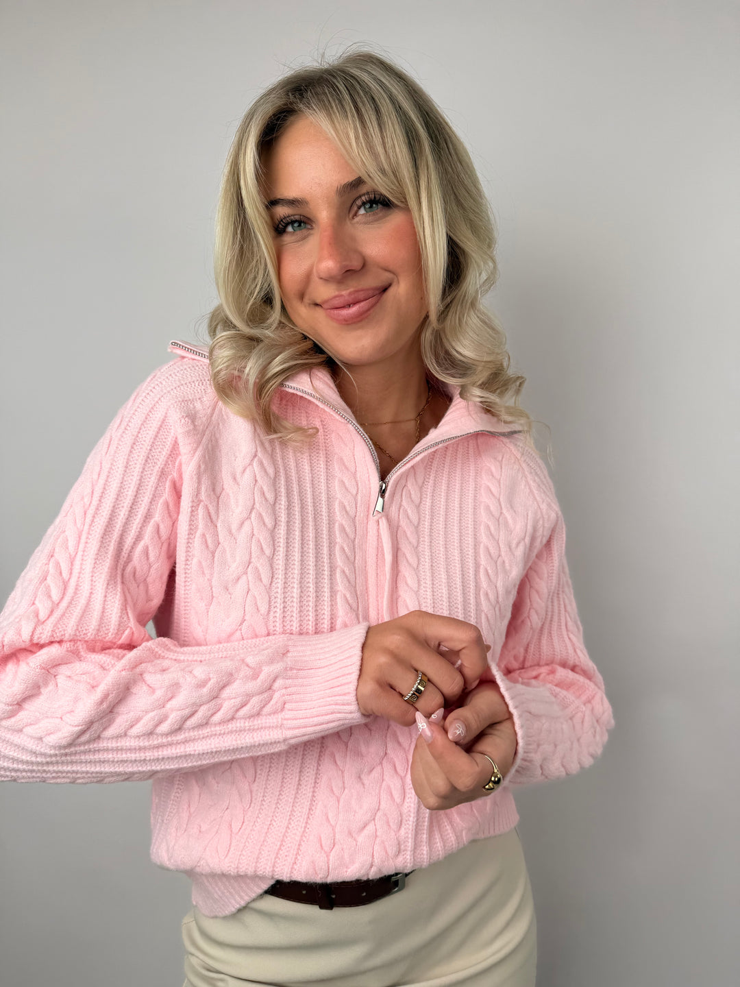 Half-Zip Pullover mit Zopfmuster Kate