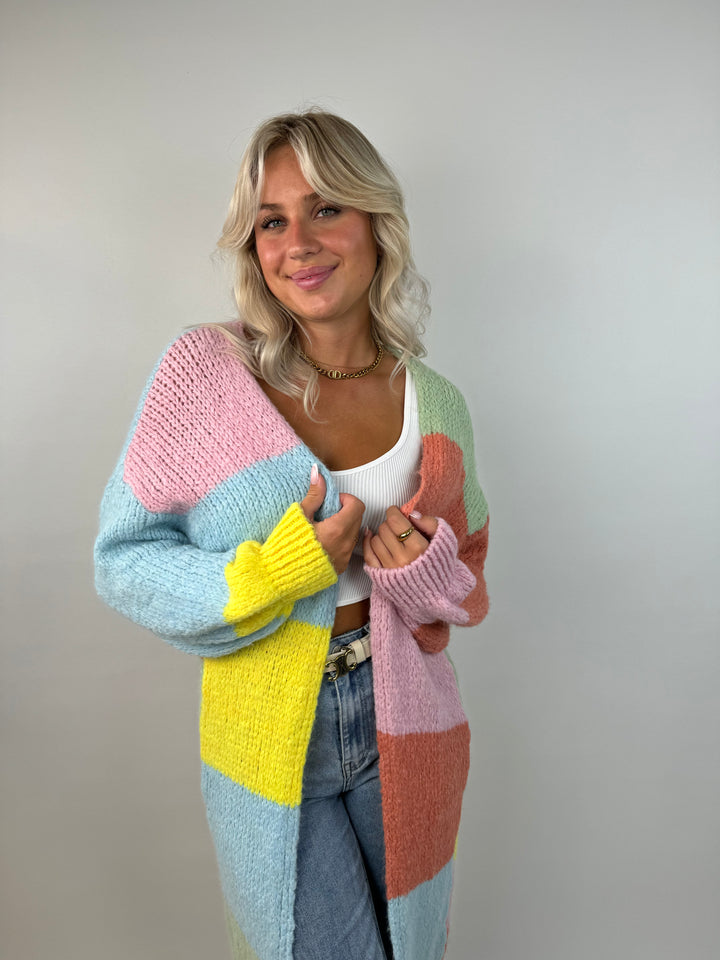 Langer Oversize Cardigan Rainbow