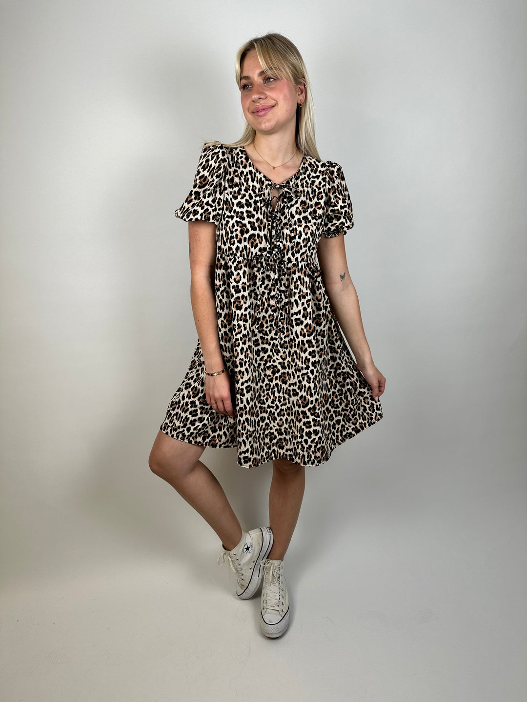 Kleid mit Leoprint und Schleifen Paula