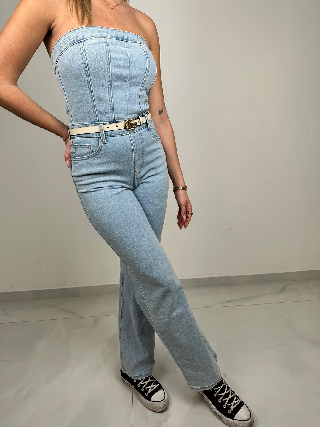 Langer Jeansjumpsuit