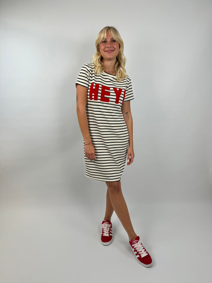 Gestreiftes T-Shirtkleid HEY!