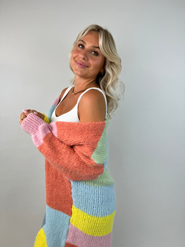 Langer Oversize Cardigan Rainbow