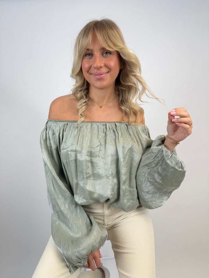 Offshoulder Bluse in Satinoptik Miriam