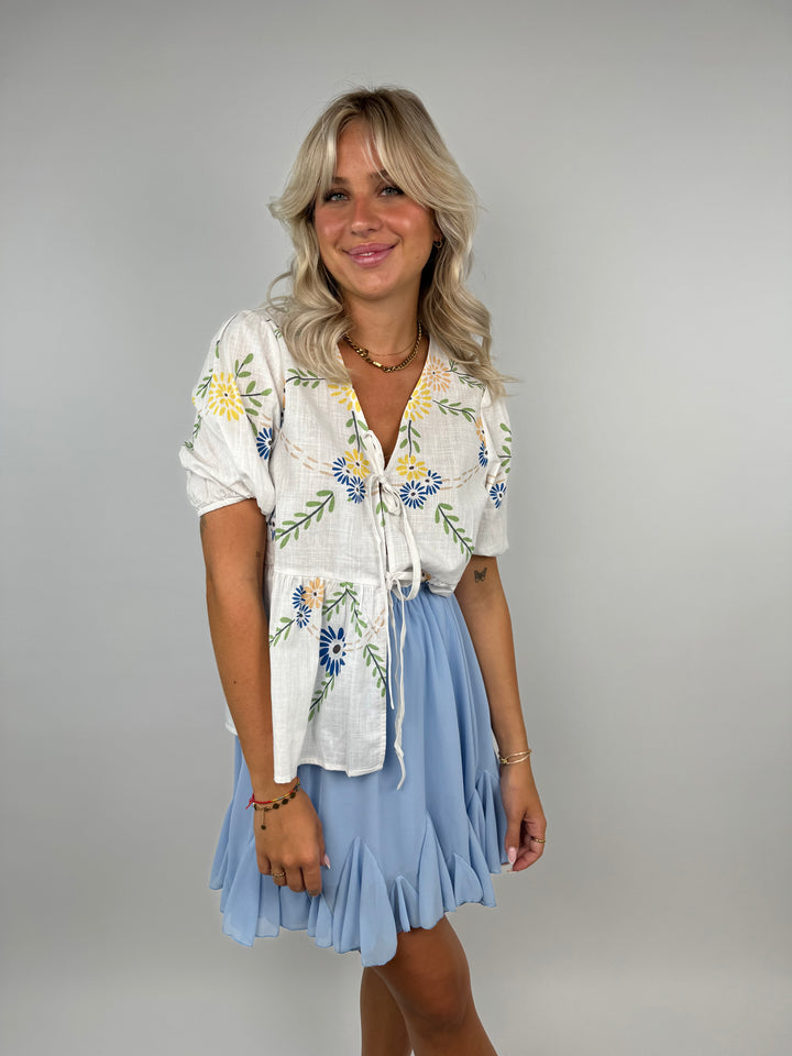 Kurzarm Bluse mit Flowerprint Fleur