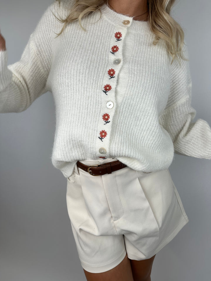 Cardigan mit Blumenborte Fleur