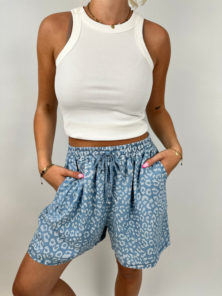 Shorts mit Leoprint Denim Summer