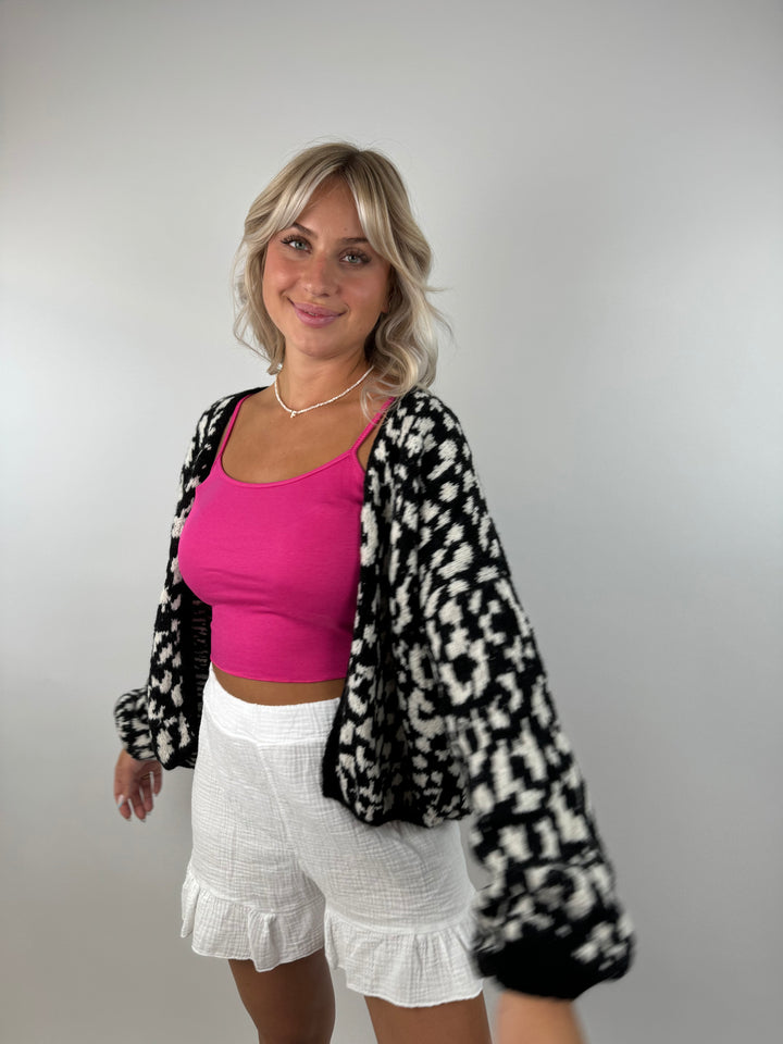 Offener Cardigan mit Leoprint