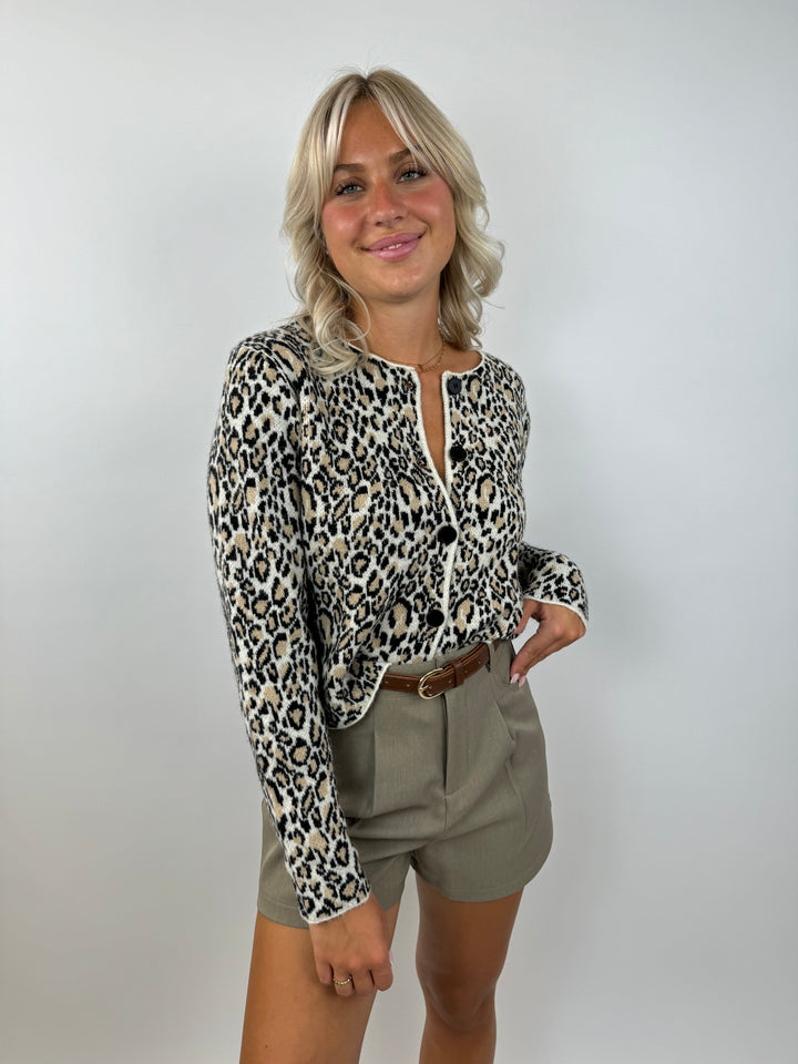 Cardigan mit Leoprint Alice