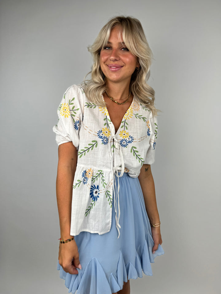 Kurzarm Bluse mit Flowerprint Fleur