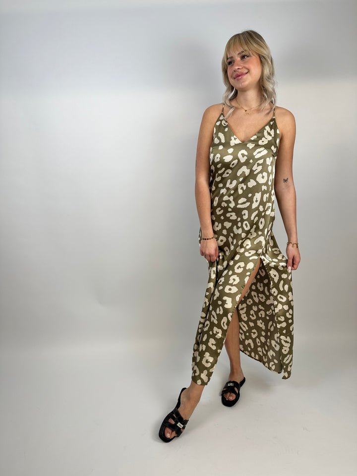 Leoprint Kleid mit Spaghettiträgern