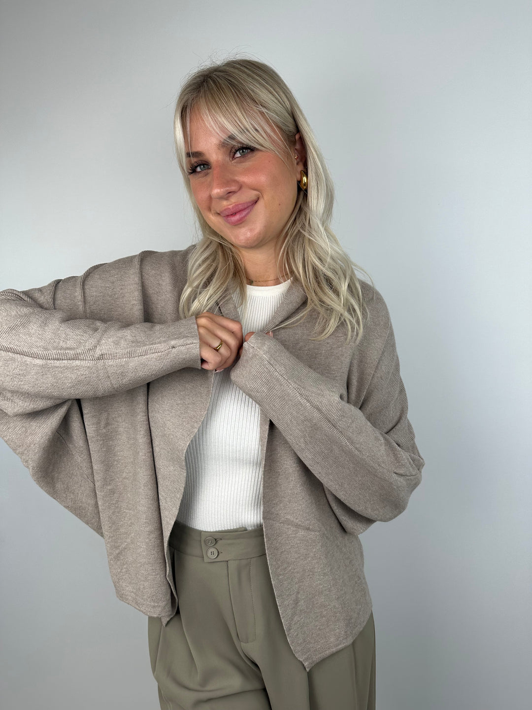 Casual Cardigan mit Wasserfallausschnitt