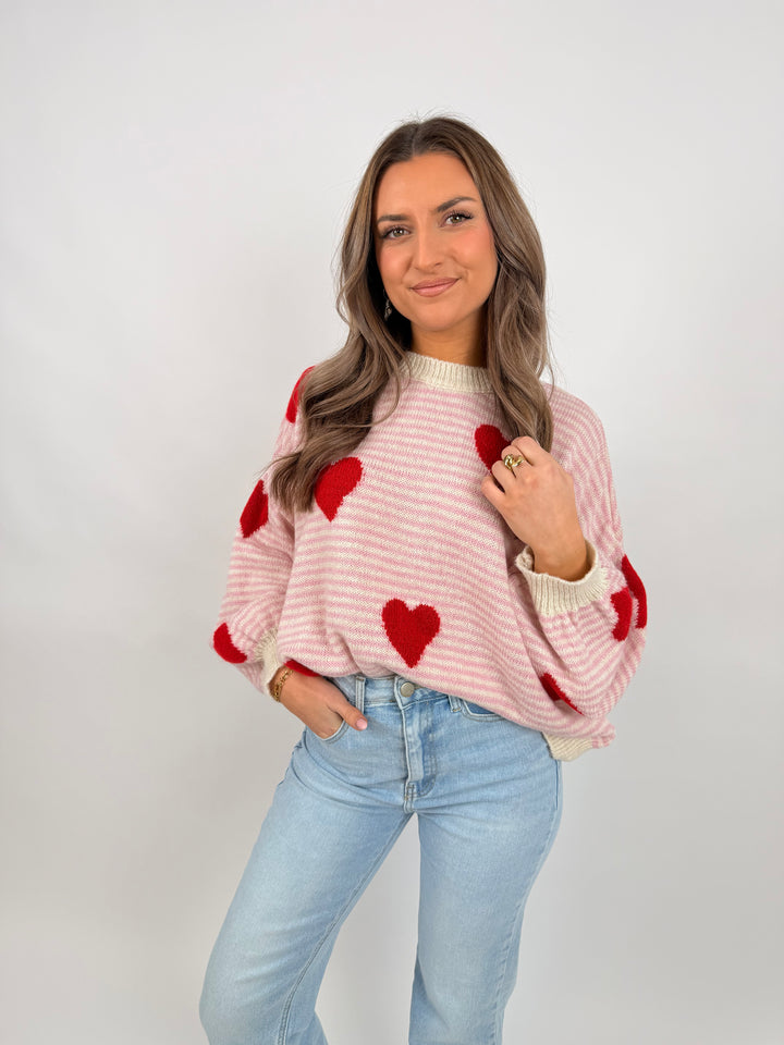 Gestreifter Pullover Red Hearts