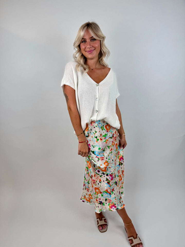 Satinrock mit Flowerprint Kalea