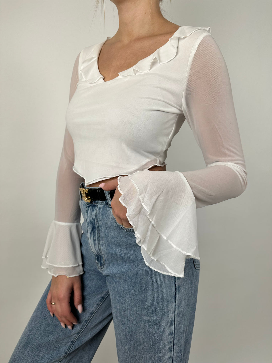 Cropped Rüschenbluse Elif