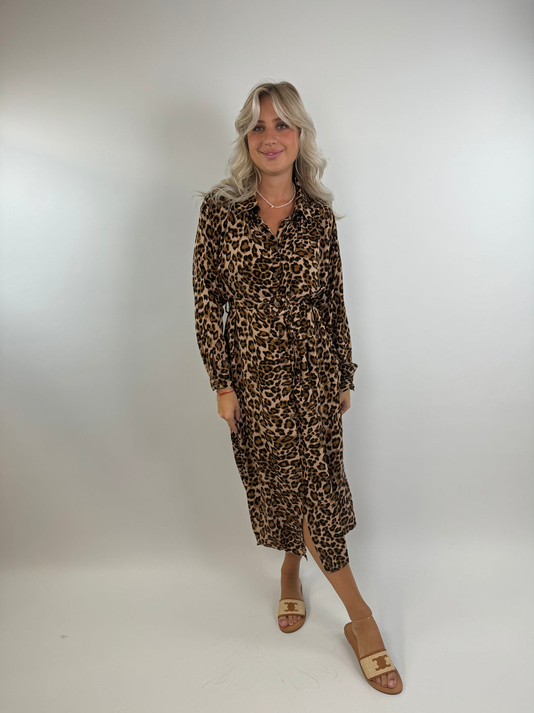 Langes Kleid mit Leoprint Wild