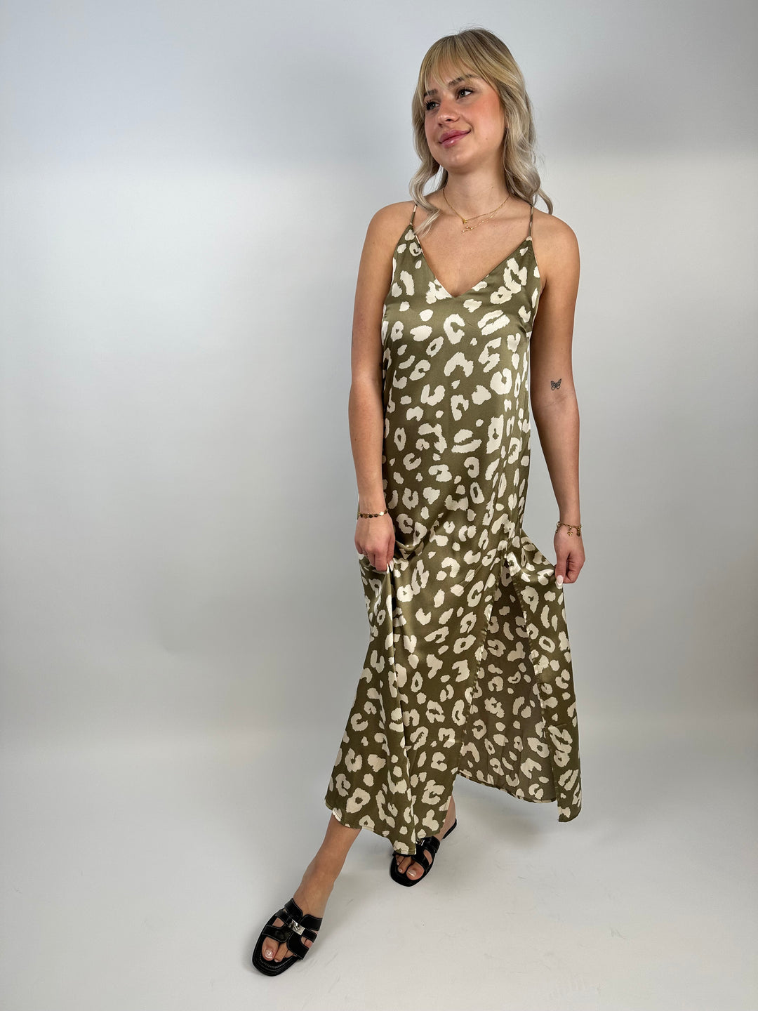 Leoprint Kleid mit Spaghettiträgern