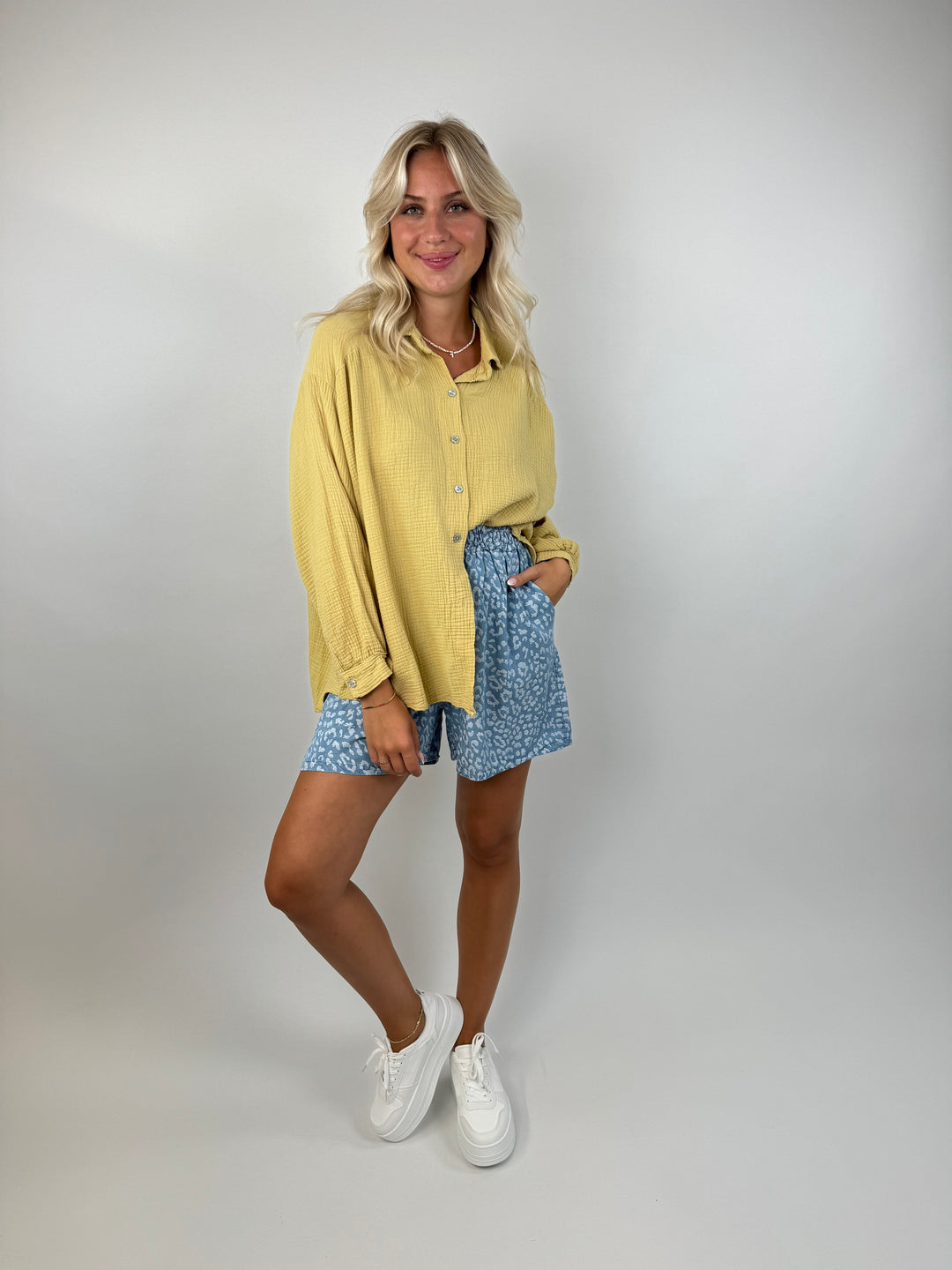 Shorts mit Leoprint Denim Summer