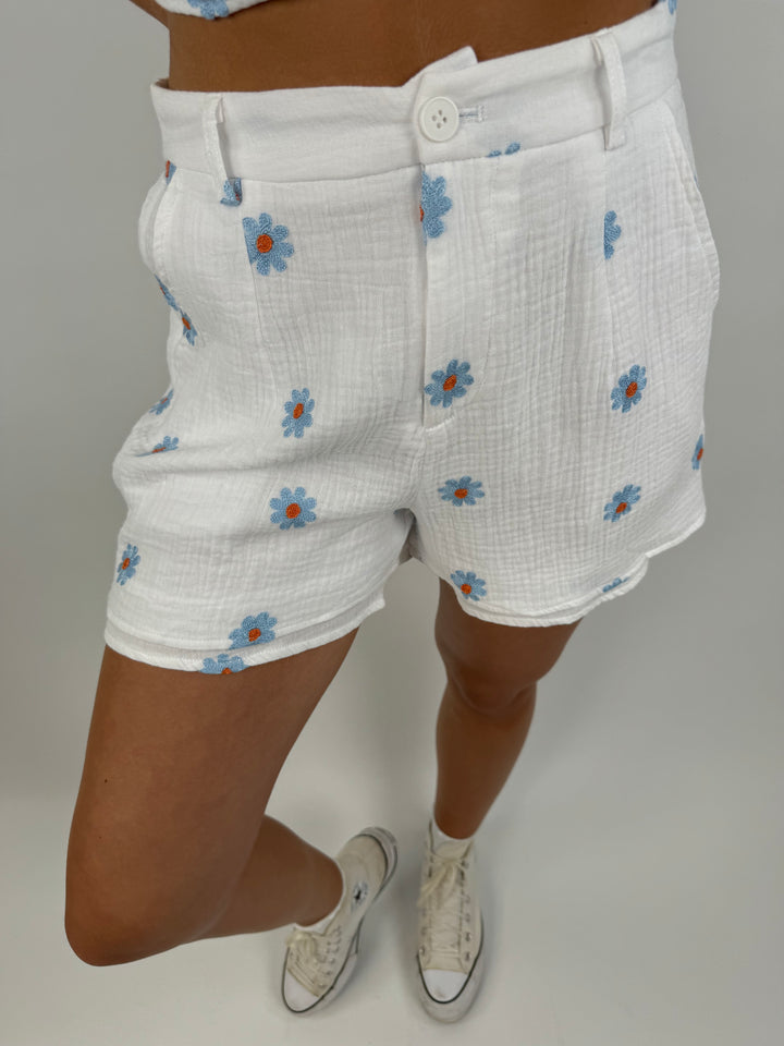 Musselinshorts Blue Daisys